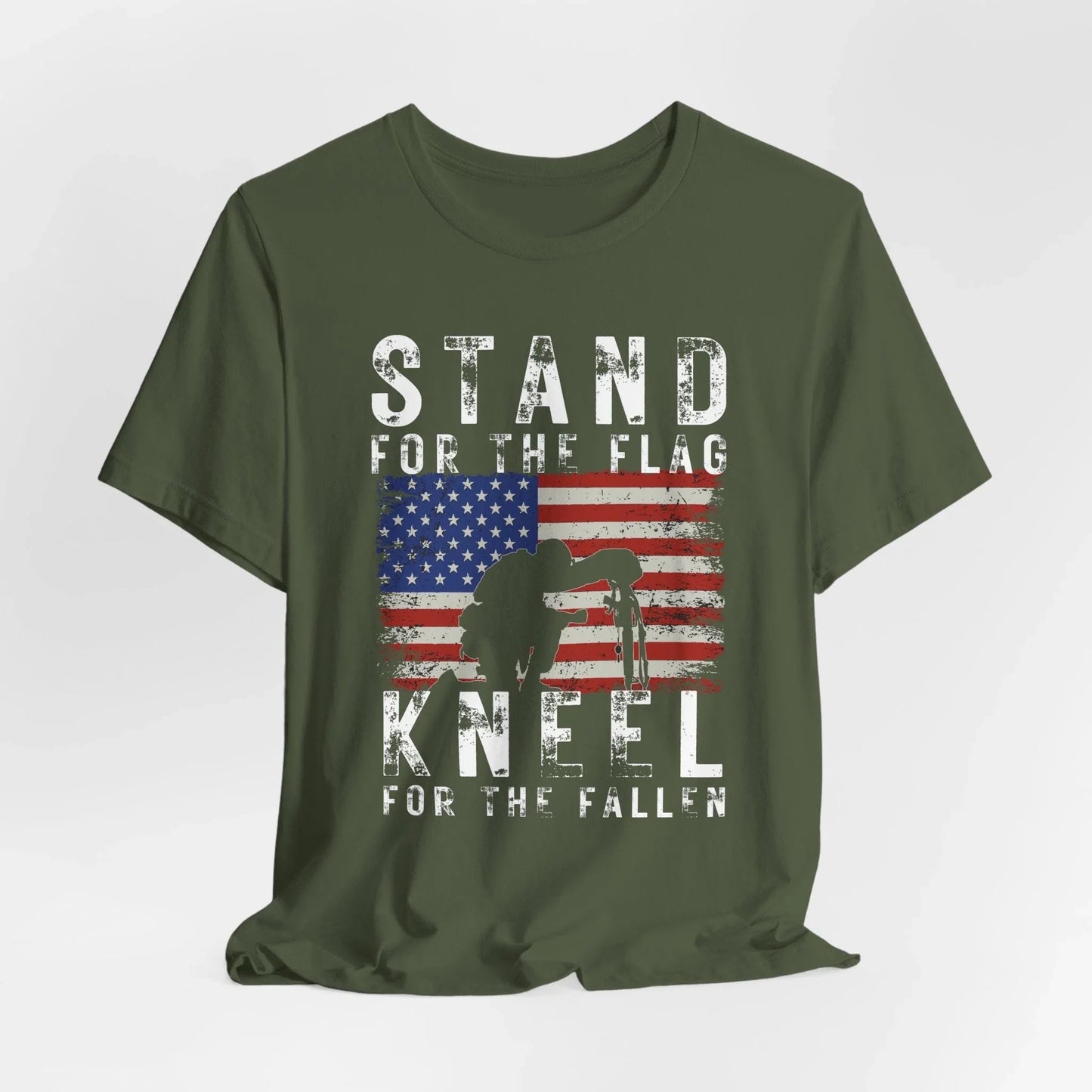 Stand for the Flag Kneel for the fallen Patriotic Unisex T-Shirt, Tee, Memorial Day Shirt, July 4th Gift, Veteran Apparel, Red White Blue - SKULLFURY MERCH