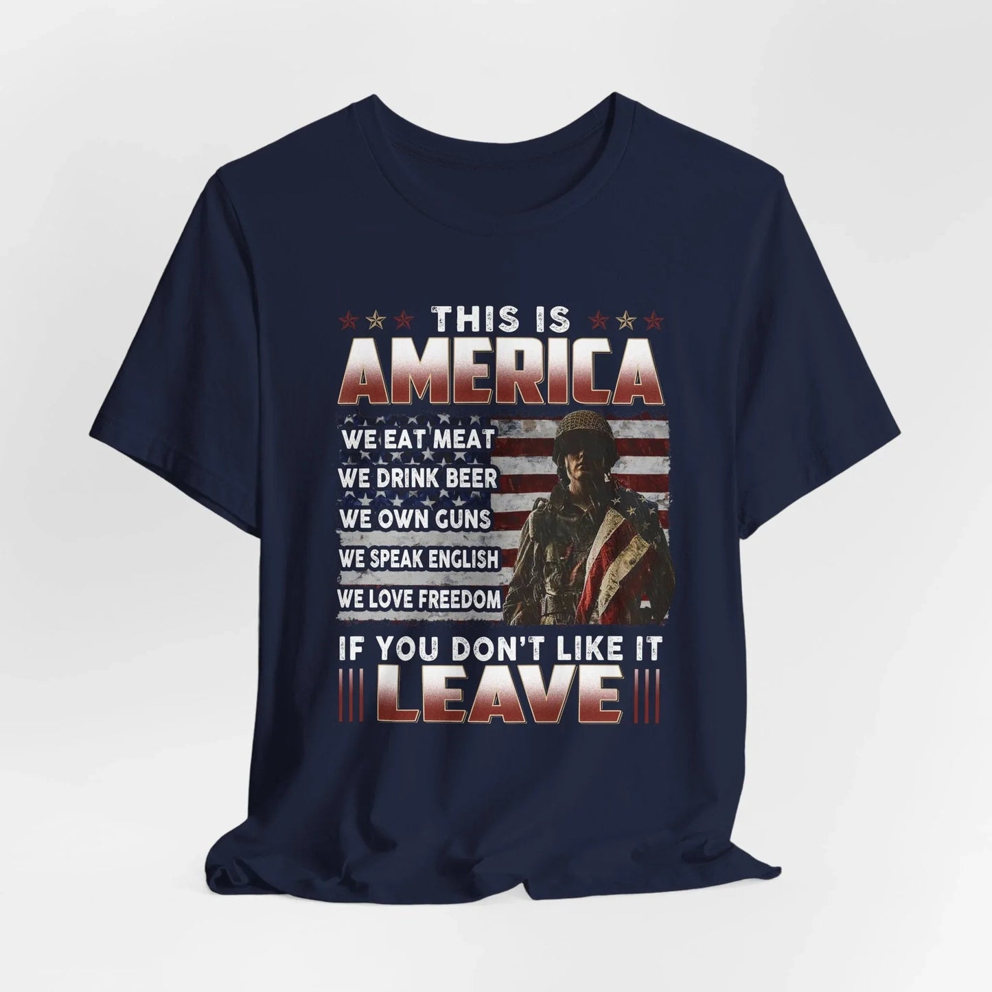 This is America, If You Don't Like It, Leave Unisex T-Shirt, Patriotic Tee, Veteran Tee, American Pride T-Shirt - SKULLFURY MERCH
