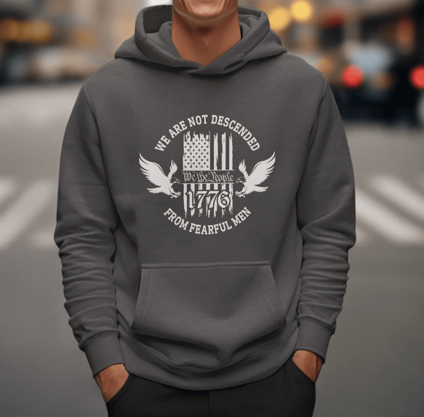 We Are Not Descended From Fearful Men Unisex Hoodie, Bold Patriotic Hoodie Jumper, Independence Day - SKULLFURY MERCH