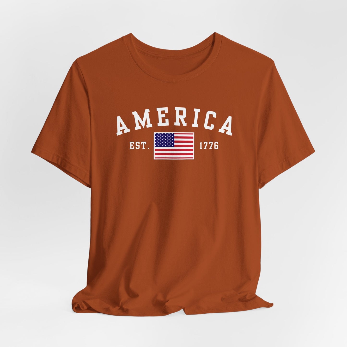 America Est 1776 Patriotic Unisex T-Shirt (White Print) Celebrate Freedom and Liberty, USA Tee, Independence Day Shirt
