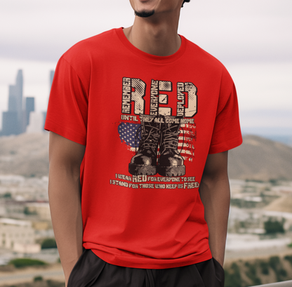 RED Remember Everyone Deployed Unisex Tee, Patriotic Military Support Shirt, Wear RED Friday until Everyone Comes Home, Veteran Apparel