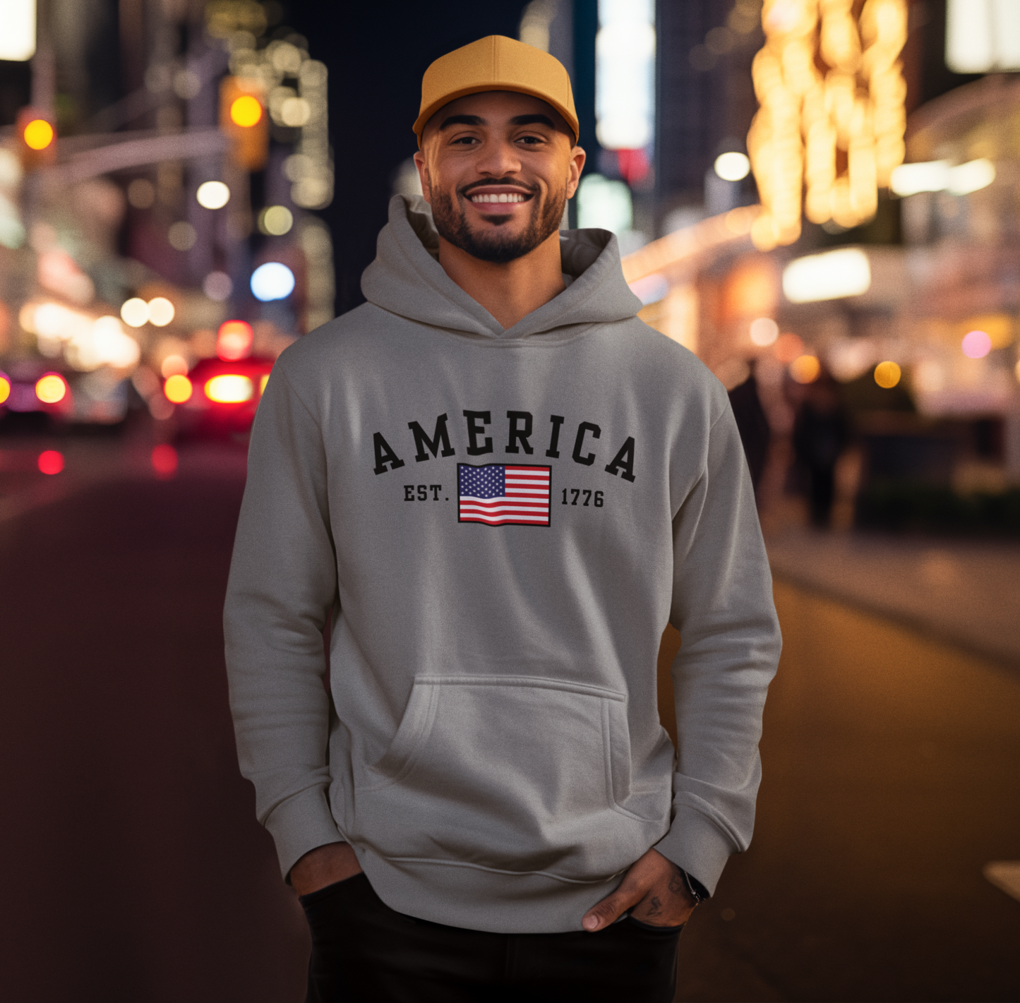 America Est 1776 Unisex Hoodie, Patriotic Sweatshirt, USA Pride Hooded Sweatshirt, Independence Day Gift, American Pride