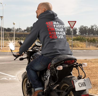 All Faster Than Dialing 911 Unisex Hoodie, Gun Rights Gift, 2nd Amendment Sweatshirt, Pro Gun Apparel