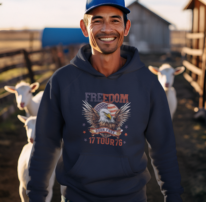 Freedom Tour 1776 Patriotic Unisex Hoodie, USA Flag, American Pride, Independence Day Apparel