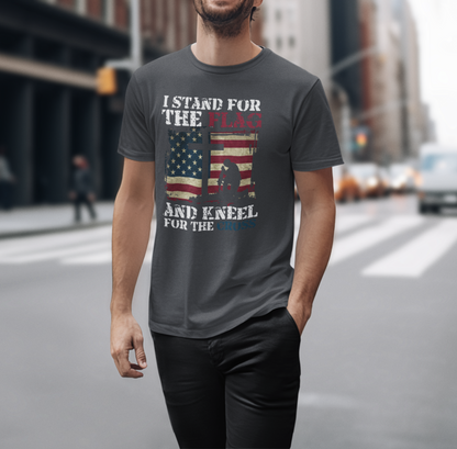 I Stand For The Flag and Kneel For The Cross Unisex Tee, Support Troops T-Shirt, American Pride Shirt, Patriotic Apparel