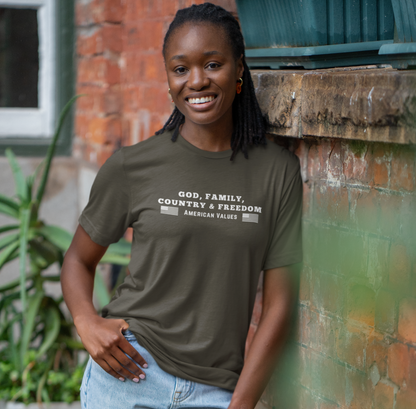 God, Family, Country & Freedom Unisex Tee - Patriotic Shirt, American Pride Tshirt, USA Patriotic Apparel, Independence Day Tee, Memorial