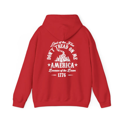Liberty or Death Don't Tread on Me, Land of the Free Because of The Brave Unisex Hoodie (Back Print)