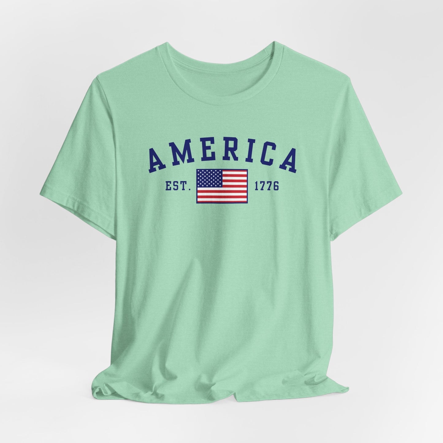 America Est 1776 Patriotic Unisex T-Shirt (Blue Print) Celebrate Freedom and Liberty, Independence Day Shirt