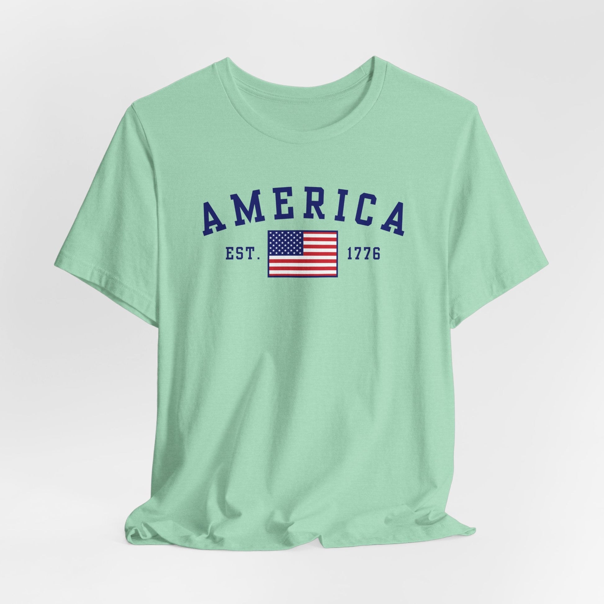 America Est 1776 Patriotic Unisex T-Shirt (Blue Print) Celebrate Freedom and Liberty, Independence Day Shirt