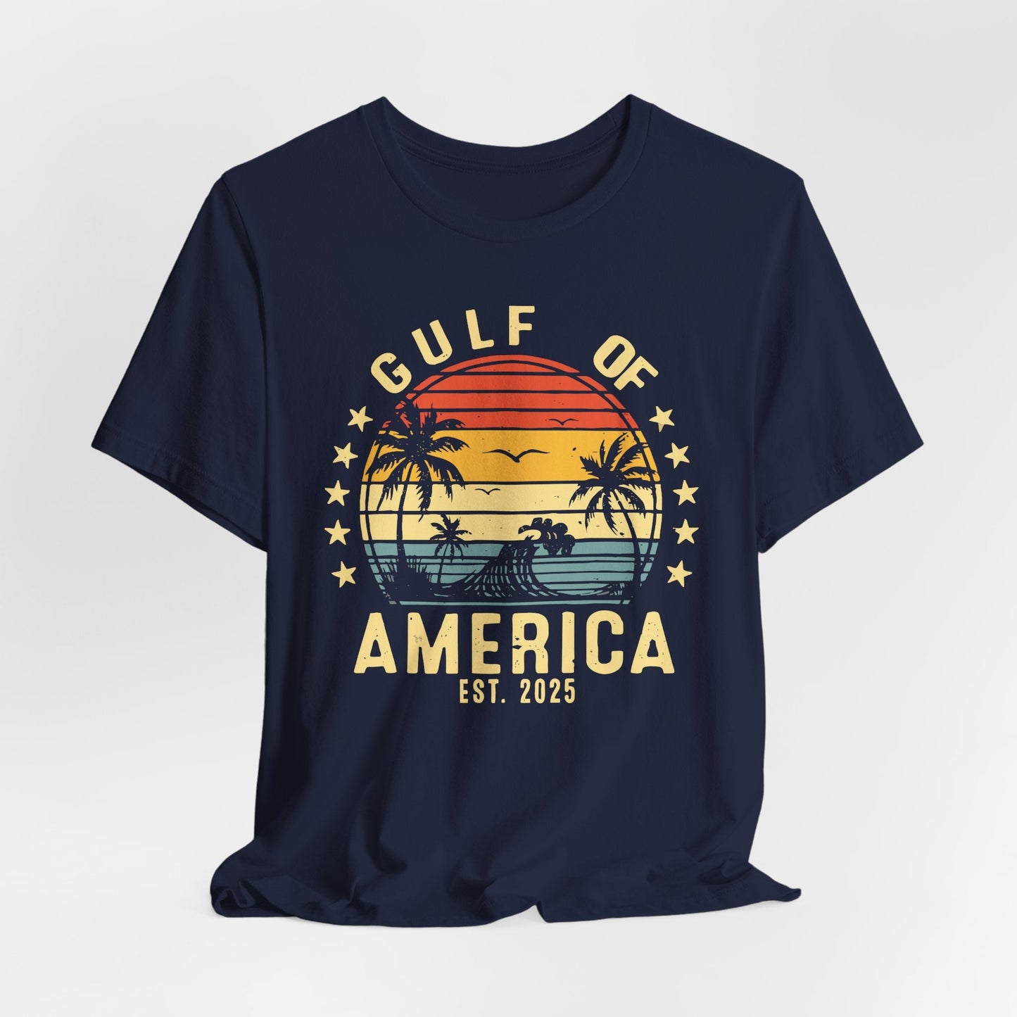 Gulf of America Unisex Tee, Tropical Vibes Shirt, Beach Graphic Tee, Vacation Apparel, Retro Sunset Top, Summer Fun T-Shirt