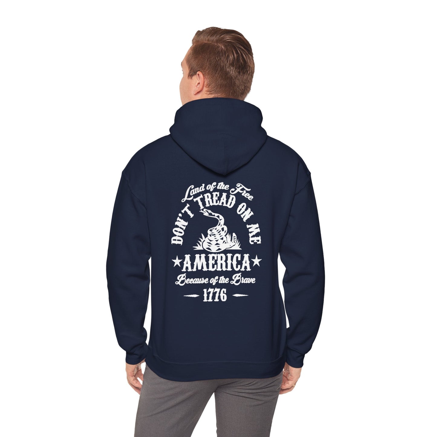 Liberty or Death Don't Tread on Me, Land of the Free Because of The Brave Unisex Hoodie (Back Print)