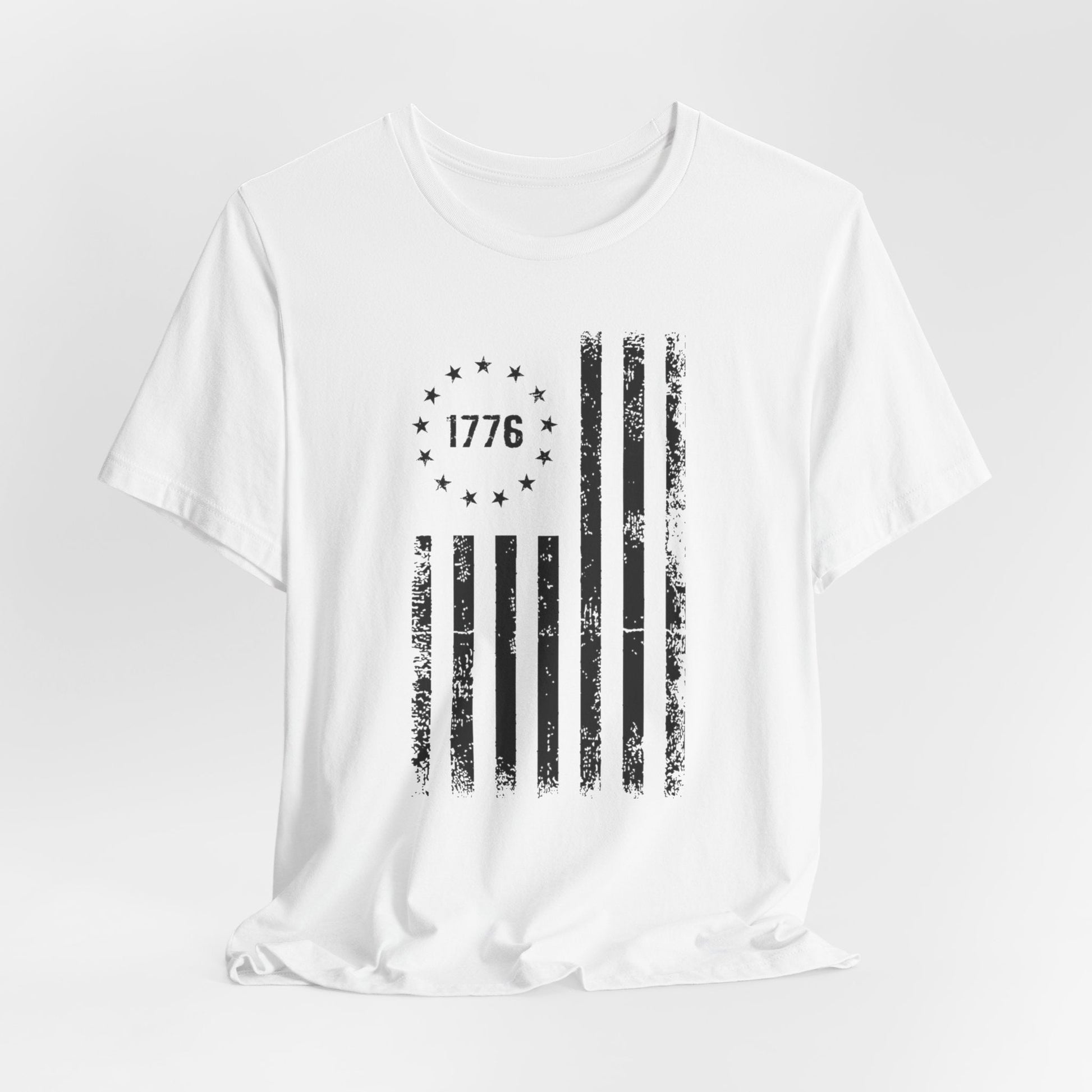 1776 Flag Unisex T-Shirt, (Black Print)Patriotic Tee,  American Flag Shirt, Independence Day