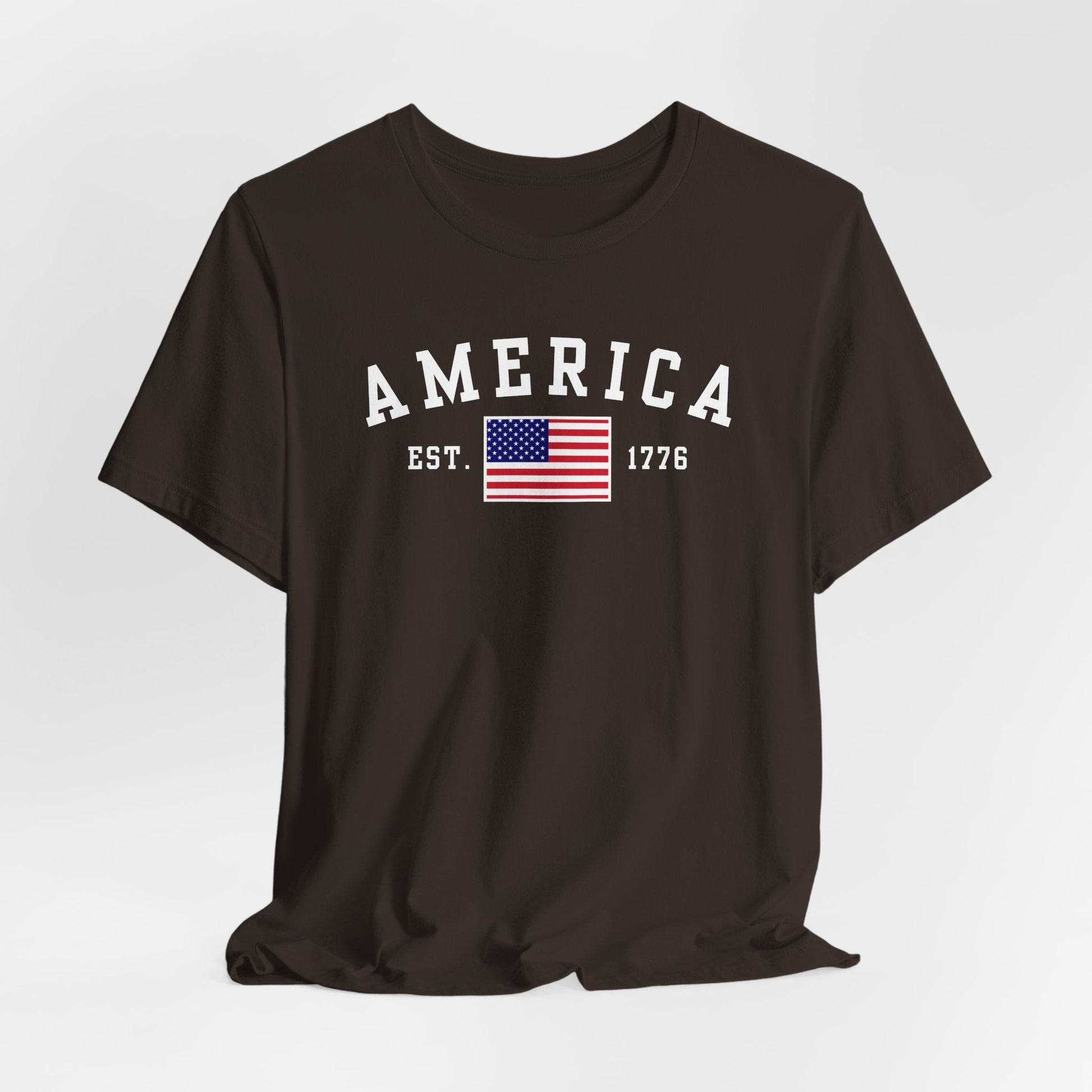 America Est 1776 Patriotic Unisex T-Shirt (White Print) Celebrate Freedom and Liberty, USA Tee, Independence Day Shirt