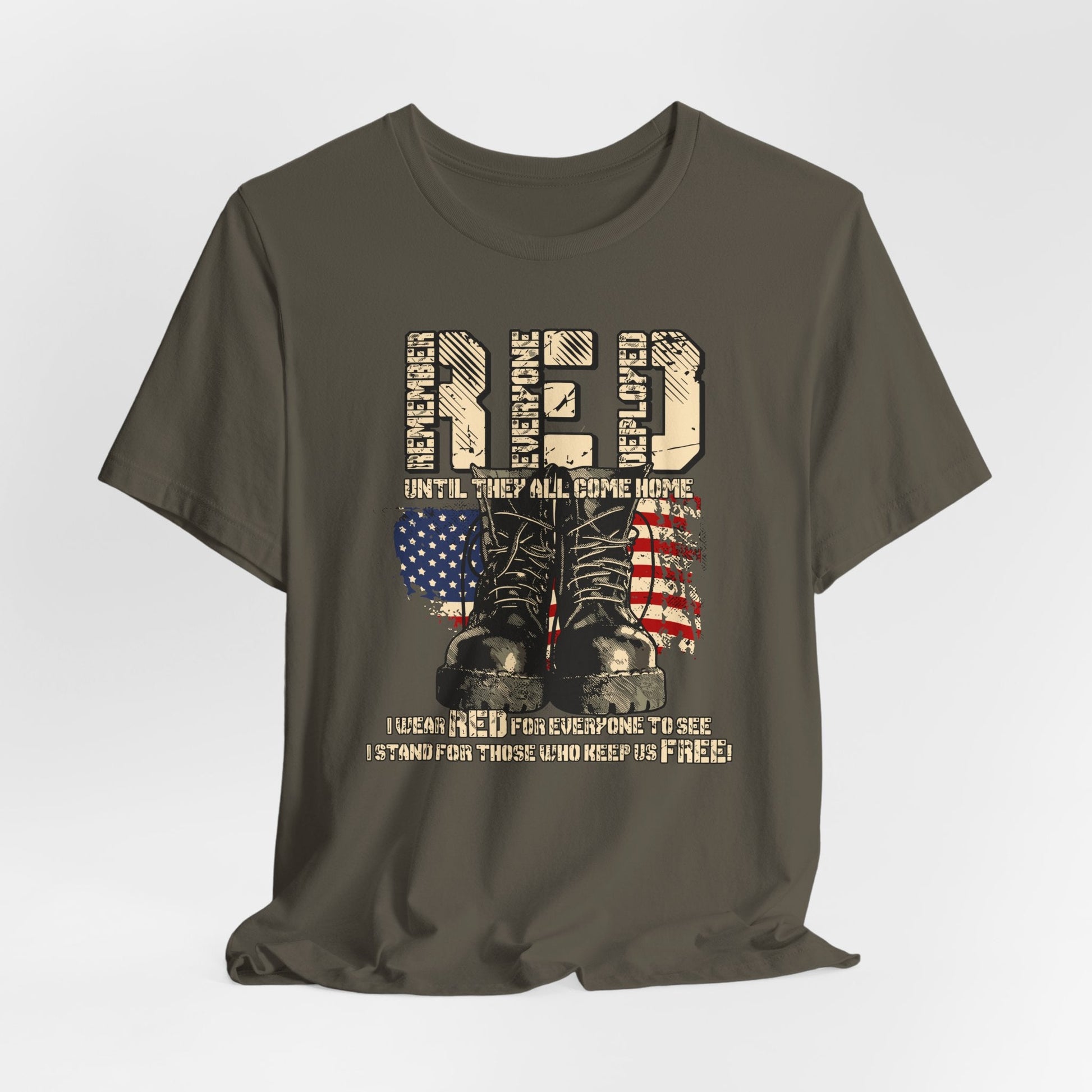 RED Remember Everyone Deployed Unisex Tee, Patriotic Military Support Shirt, Wear RED Friday until Everyone Comes Home, Veteran Apparel