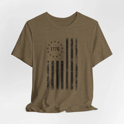 1776 Flag Unisex T-Shirt, (Black Print)Patriotic Tee, American Flag Shirt, Independence Day - SKULLFURY MERCH