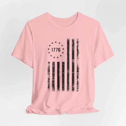 1776 Flag Unisex T-Shirt, (Black Print)Patriotic Tee, American Flag Shirt, Independence Day - SKULLFURY MERCH