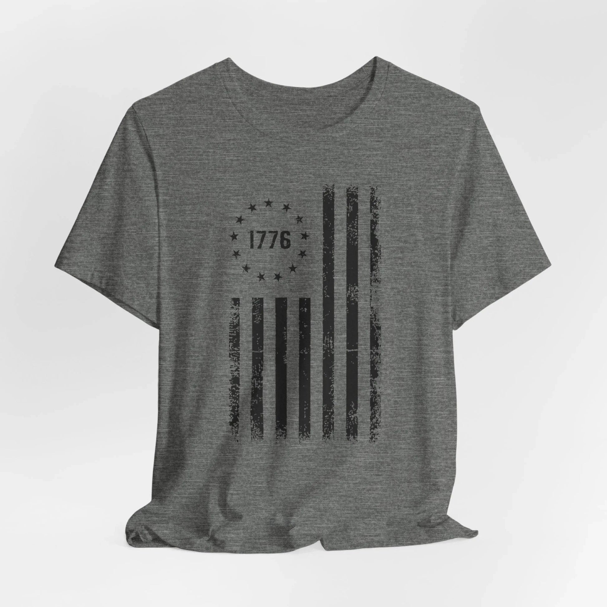 1776 Flag Unisex T-Shirt, (Black Print)Patriotic Tee, American Flag Shirt, Independence Day - SKULLFURY MERCH