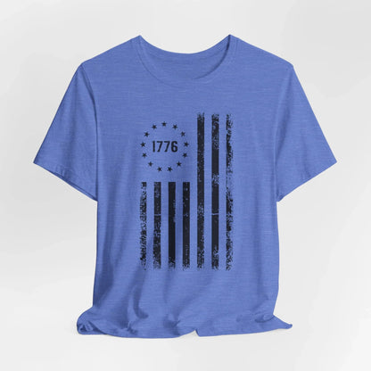 1776 Flag Unisex T-Shirt, (Black Print)Patriotic Tee, American Flag Shirt, Independence Day - SKULLFURY MERCH