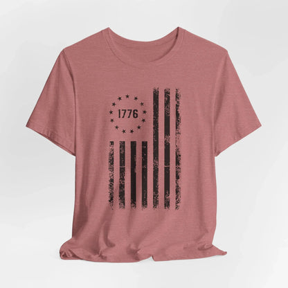 1776 Flag Unisex T-Shirt, (Black Print)Patriotic Tee, American Flag Shirt, Independence Day - SKULLFURY MERCH