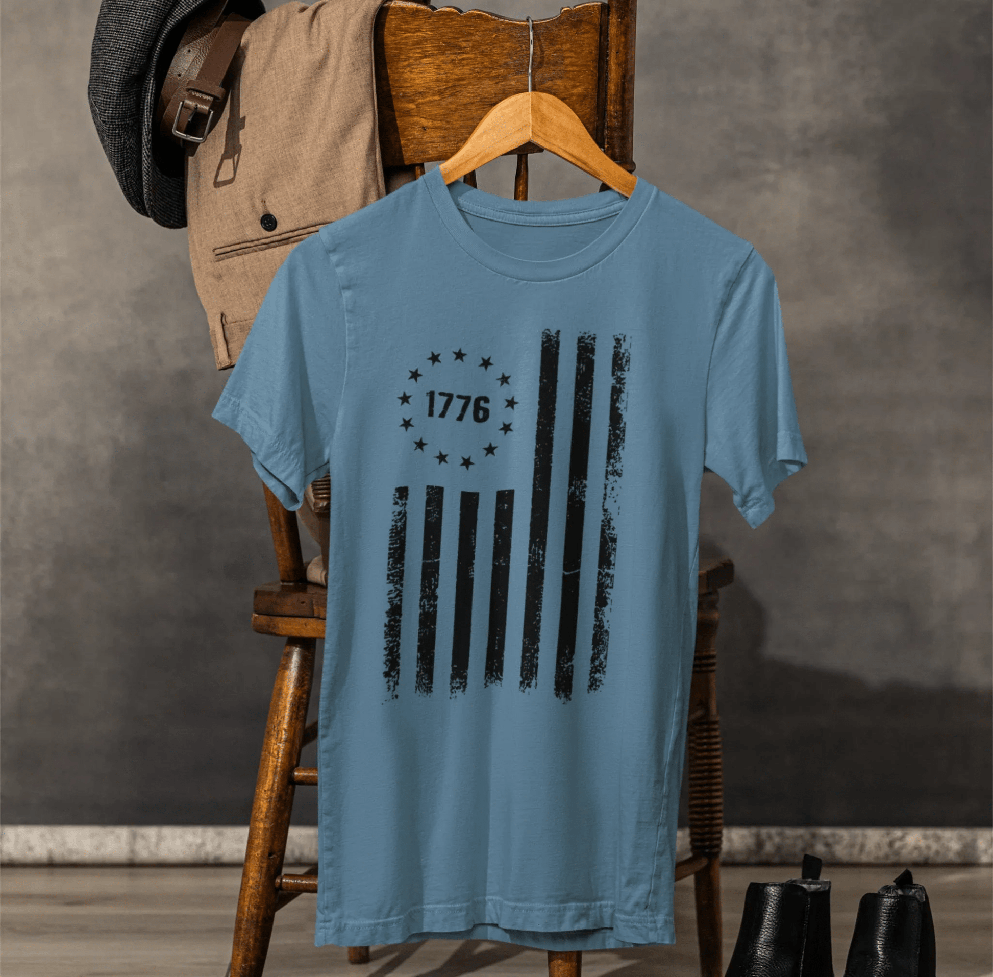 1776 Flag Unisex T-Shirt, (Black Print)Patriotic Tee, American Flag Shirt, Independence Day - SKULLFURY MERCH