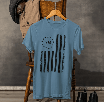 1776 Flag Unisex T-Shirt, (Black Print)Patriotic Tee, American Flag Shirt, Independence Day - SKULLFURY MERCH