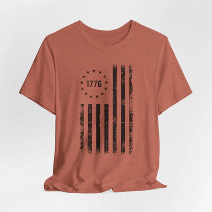 1776 Flag Unisex T-Shirt, (Black Print)Patriotic Tee, American Flag Shirt, Independence Day - SKULLFURY MERCH
