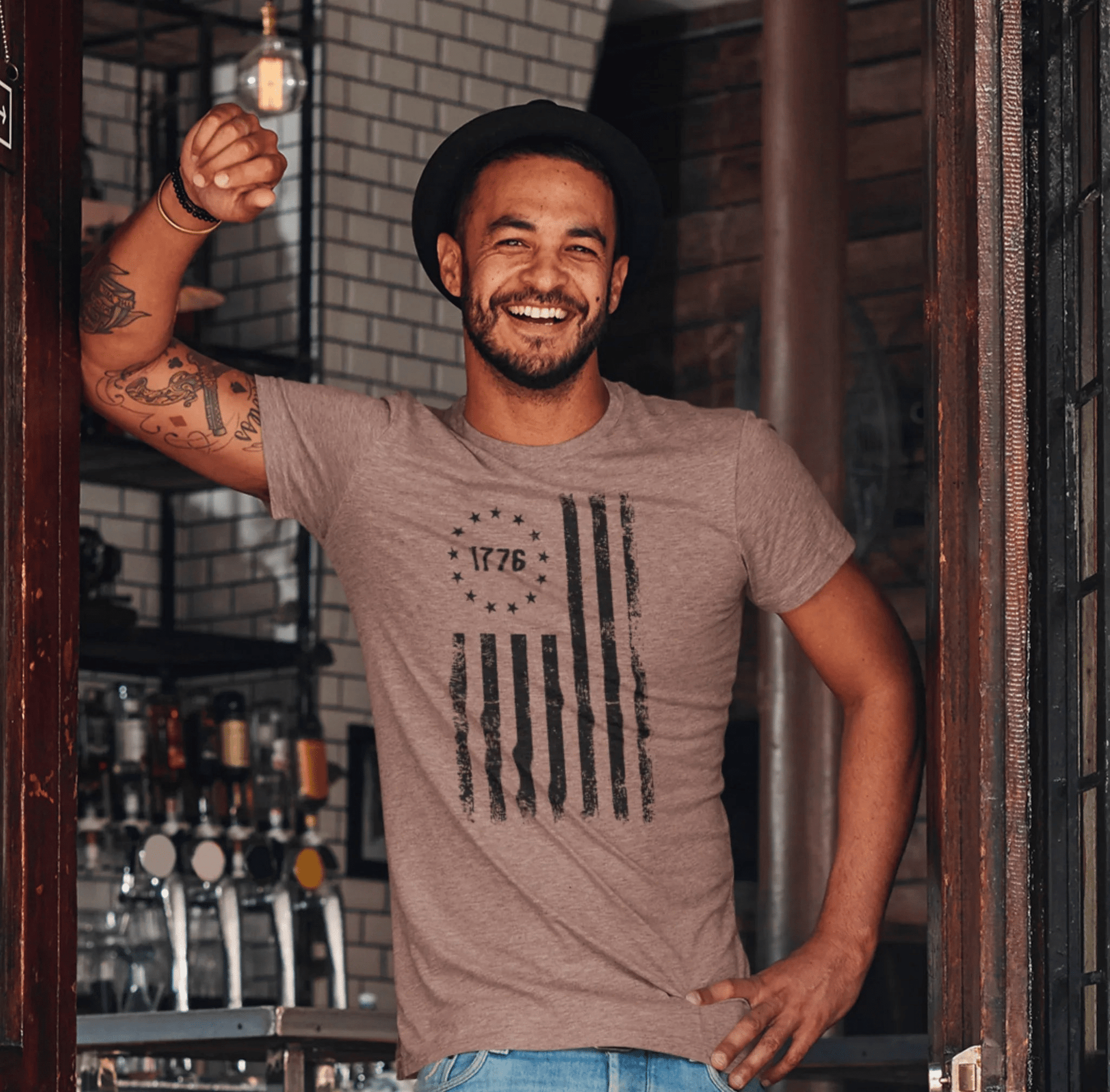1776 Flag Unisex T-Shirt, (Black Print)Patriotic Tee, American Flag Shirt, Independence Day - SKULLFURY MERCH