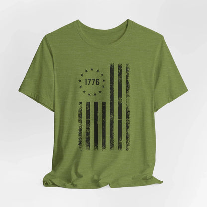 1776 Flag Unisex T-Shirt, (Black Print)Patriotic Tee, American Flag Shirt, Independence Day - SKULLFURY MERCH