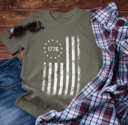 1776 Flag Unisex T-Shirt, Patriotic Tee for Celebrating Our Founding, USA History Shirt, July 4th Tee, American Flag Shirt, Independence Day - SKULLFURY MERCH