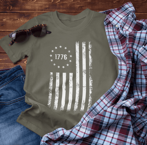 1776 Flag Unisex T-Shirt, Patriotic Tee for Celebrating Our Founding, USA History Shirt, July 4th Tee, American Flag Shirt, Independence Day - SKULLFURY MERCH