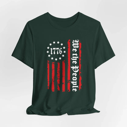 1776 Patriotic Flag Unisex T-Shirt, American Independence Day Shirt, Vintage 1776 T-Shirt, Red White Blue Tee - SKULLFURY MERCH