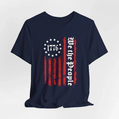 1776 Patriotic Flag Unisex T-Shirt, American Independence Day Shirt, Vintage 1776 T-Shirt, Red White Blue Tee - SKULLFURY MERCH