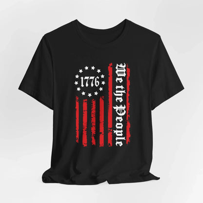 1776 Patriotic Flag Unisex T-Shirt, American Independence Day Shirt, Vintage 1776 T-Shirt, Red White Blue Tee - SKULLFURY MERCH