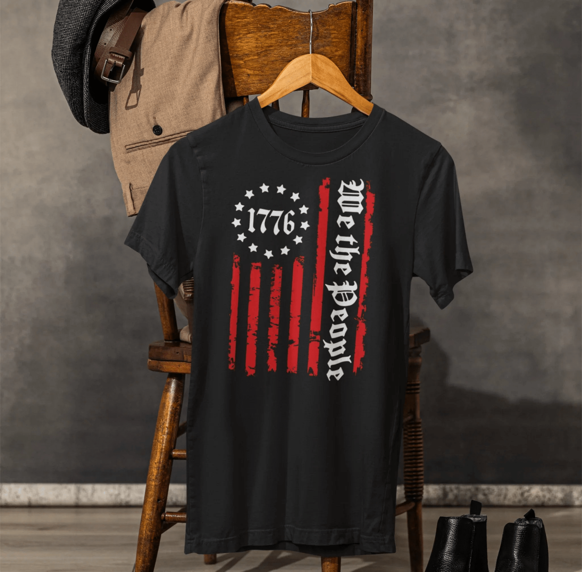 1776 Patriotic Flag Unisex T-Shirt, American Independence Day Shirt, Vintage 1776 T-Shirt, Red White Blue Tee - SKULLFURY MERCH