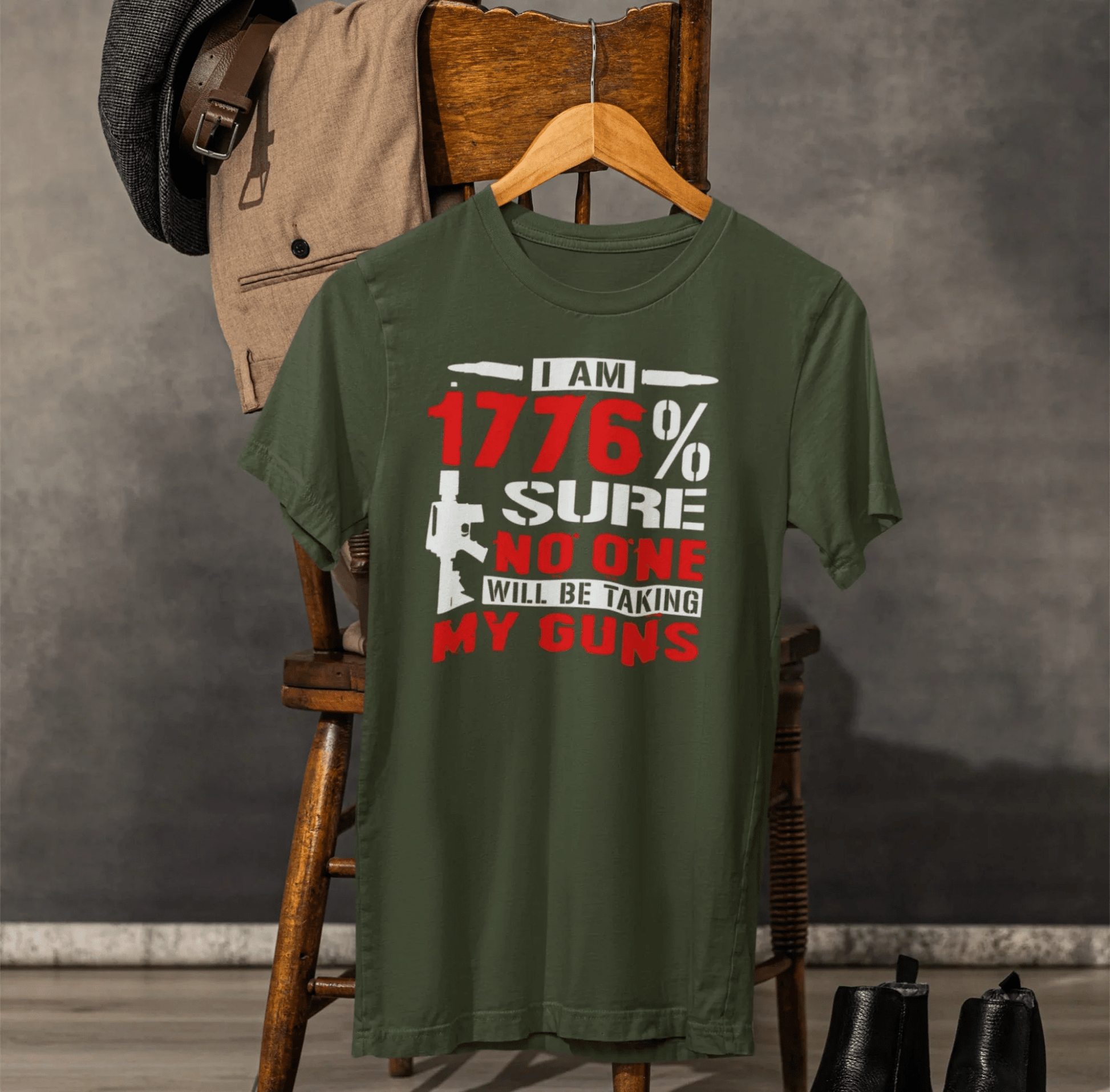 1776% Sure No One Taking My Guns Tee, 2nd Amendment Shirt, Patriotic Unisex T-Shirt, American Gun Rights, Political Tee - SKULLFURY MERCH