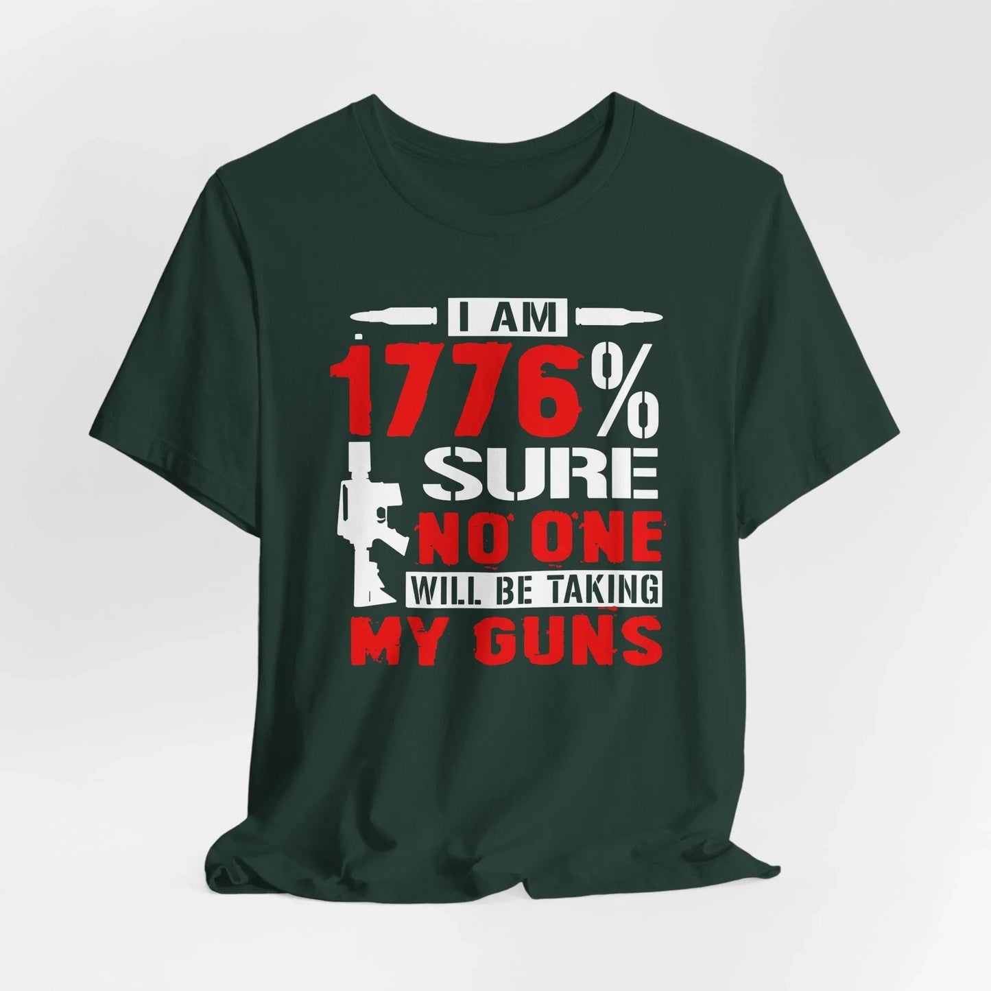 1776% Sure No One Taking My Guns Tee, 2nd Amendment Shirt, Patriotic Unisex T-Shirt, American Gun Rights, Political Tee - SKULLFURY MERCH
