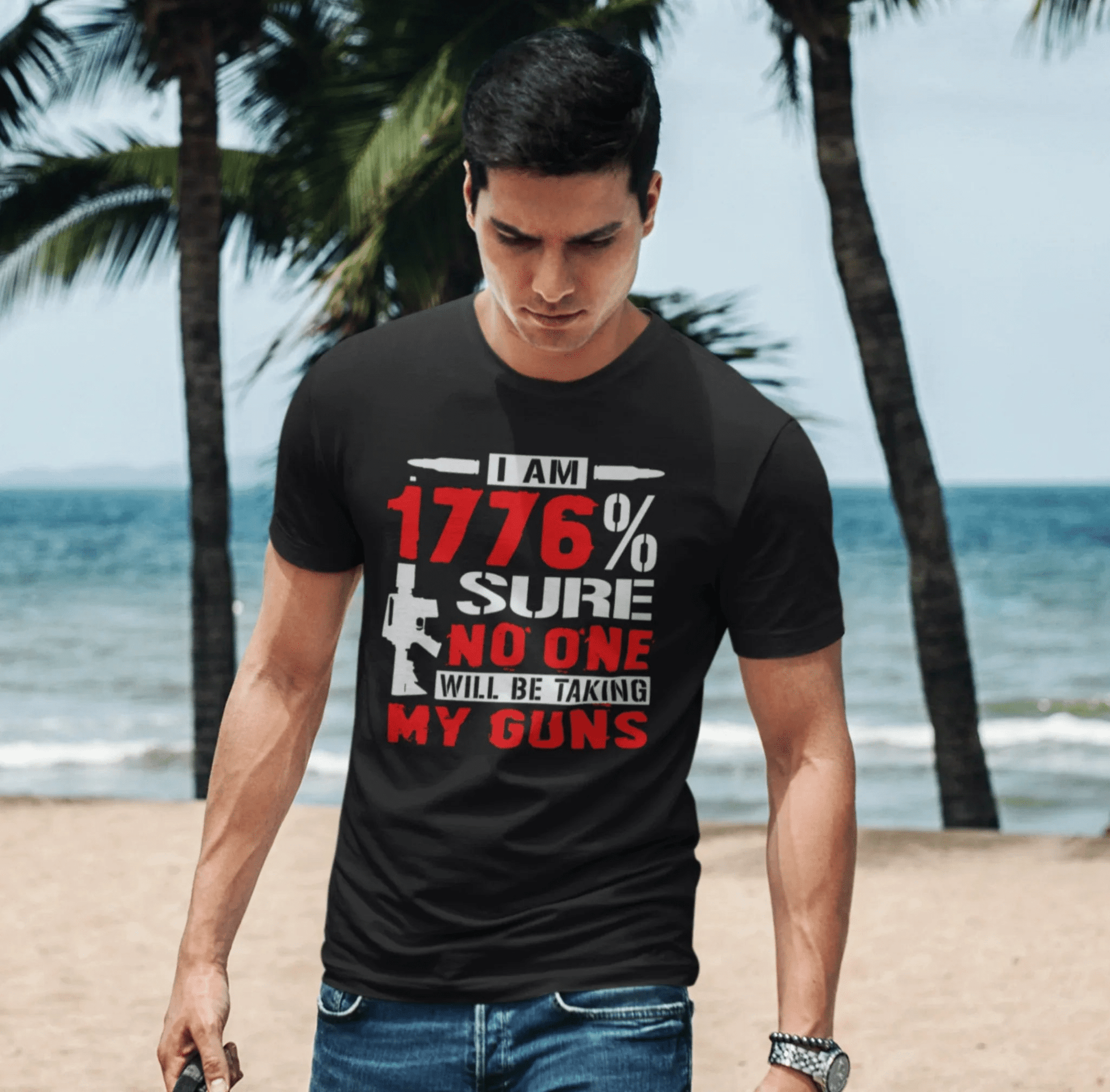 1776% Sure No One Taking My Guns Tee, 2nd Amendment Shirt, Patriotic Unisex T-Shirt, American Gun Rights, Political Tee - SKULLFURY MERCH