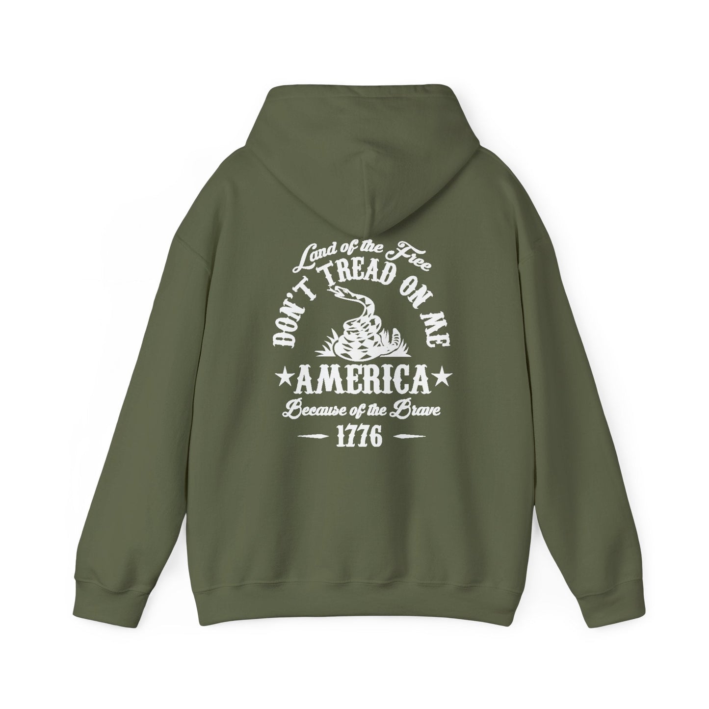 Liberty or Death Don't Tread on Me, Land of the Free Because of The Brave Unisex Hoodie (Back Print)
