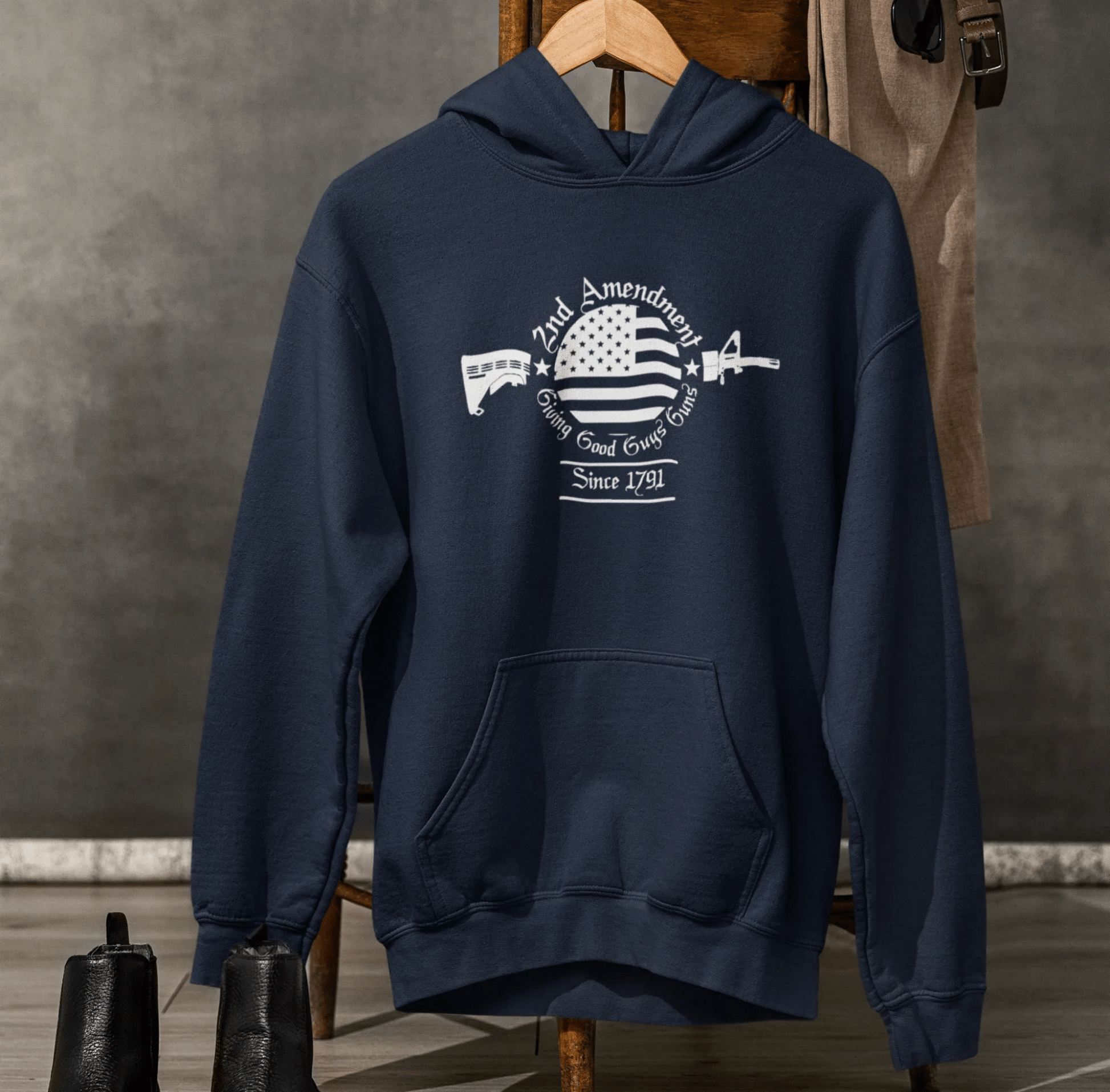 2nd Amendment, Giving Good Guys Guns Since 1791 Unisex Hoodie, Gun Rights, Pro Second Amendment Sweater, Patriotic Gun Owner - SKULLFURY MERCH