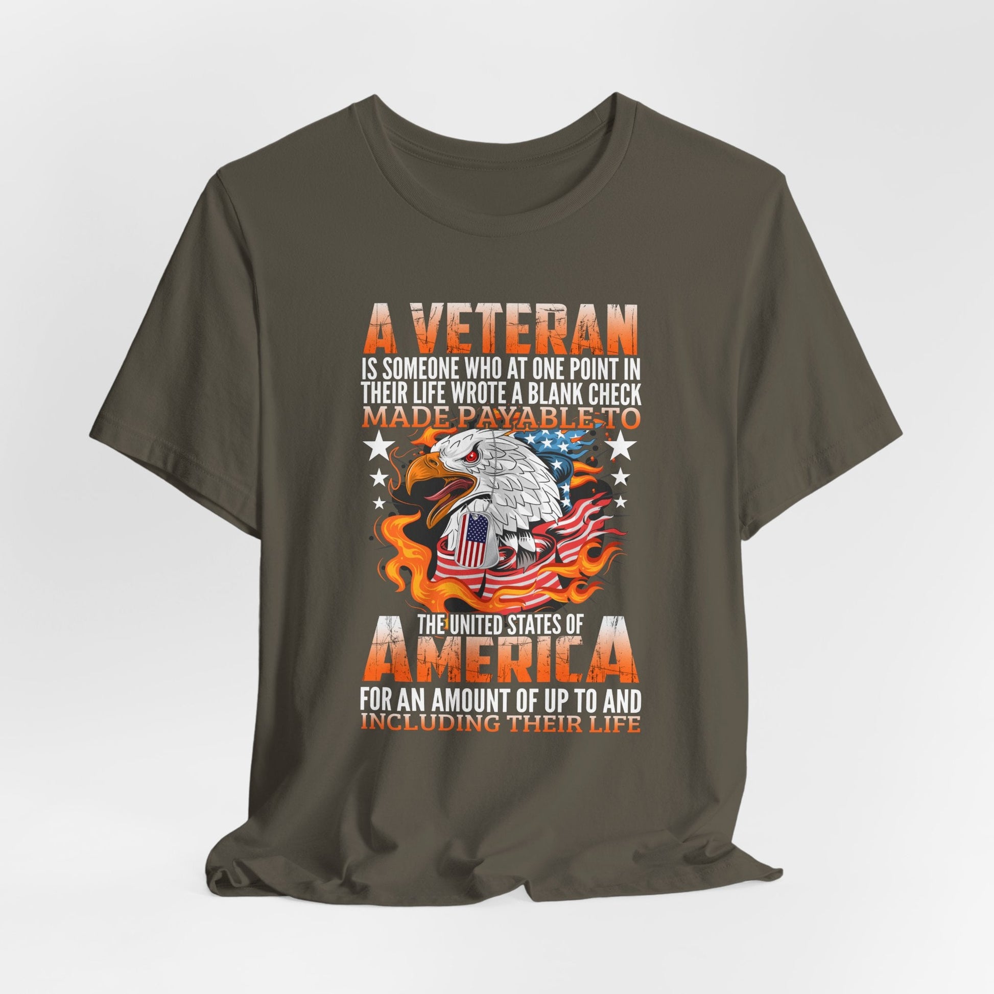 A Veteran is Someone Who Wrote a Blank Check Payable to America Patriotic T-Shirt, Veteran Gift, Military Tee, Unisex Shirt
