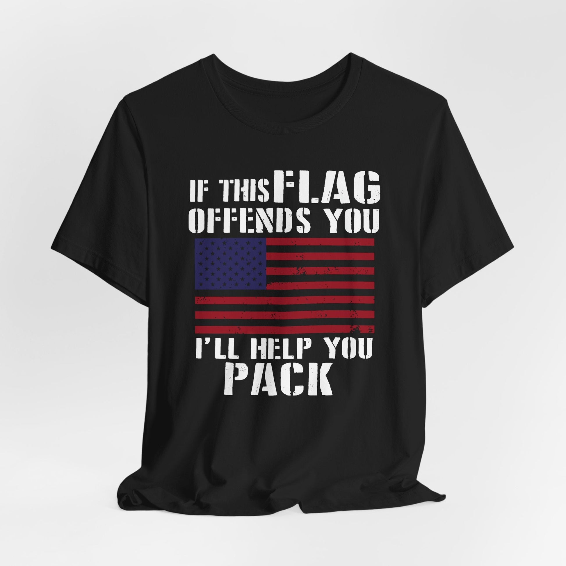 If This Flag Offends You I'll Help You Pack Patriotic T-Shirt, American Flag Gift, Patriotic Apparel, Red White Blue Tee