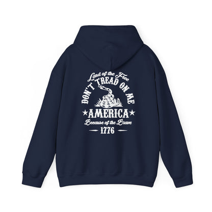 Liberty or Death Don't Tread on Me, Land of the Free Because of The Brave Unisex Hoodie (Back Print)