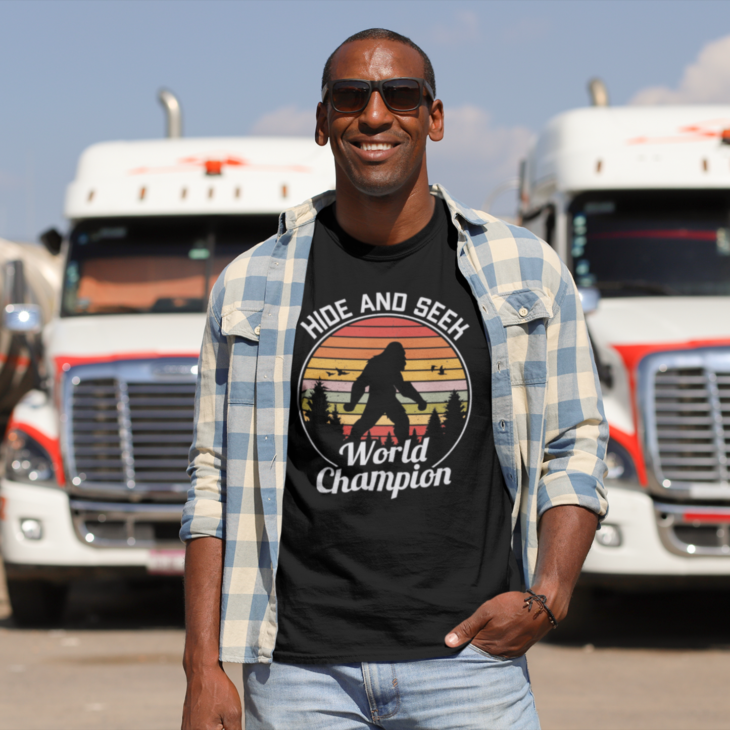 Bigfoot Hide and Seek Champion Tee, Unisex T-Shirt, Fun Gift for Kids & Adults, Retro Humor Shirt, Nature Lover Apparel, Perfect for Parties