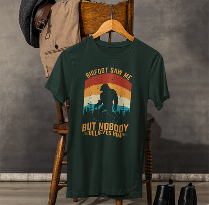 Bigfoot Saw Me T-Shirt, Fun Graphic Tee, Unisex Slogan Shirt, Perfect for Outdoor Lovers