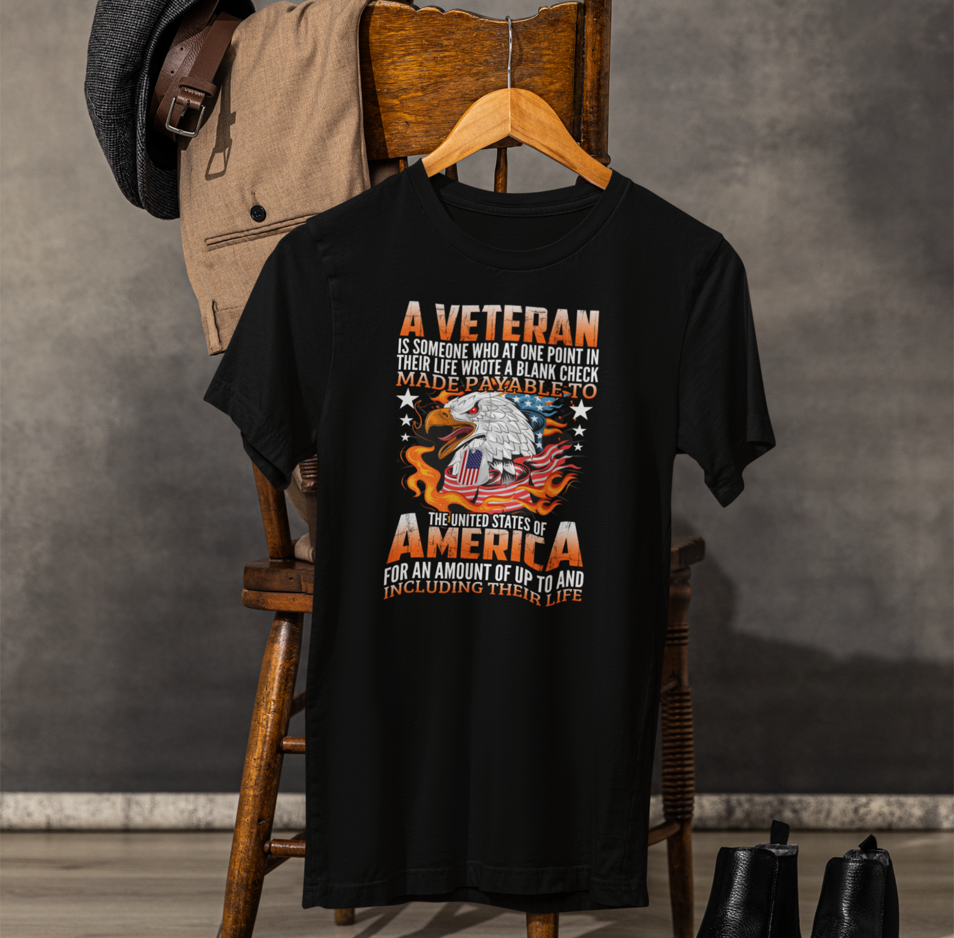 A Veteran is Someone Who Wrote a Blank Check Payable to America Patriotic T-Shirt, Veteran Gift, Military Tee, Unisex Shirt