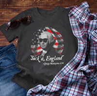 George Washington, Suck it England Unisex T-Shirt - Revolution Celebration Tee, Light-Hearted English Dig