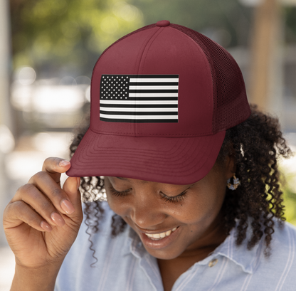 Patriotic Snapback Trucker Cap - American Flag Design