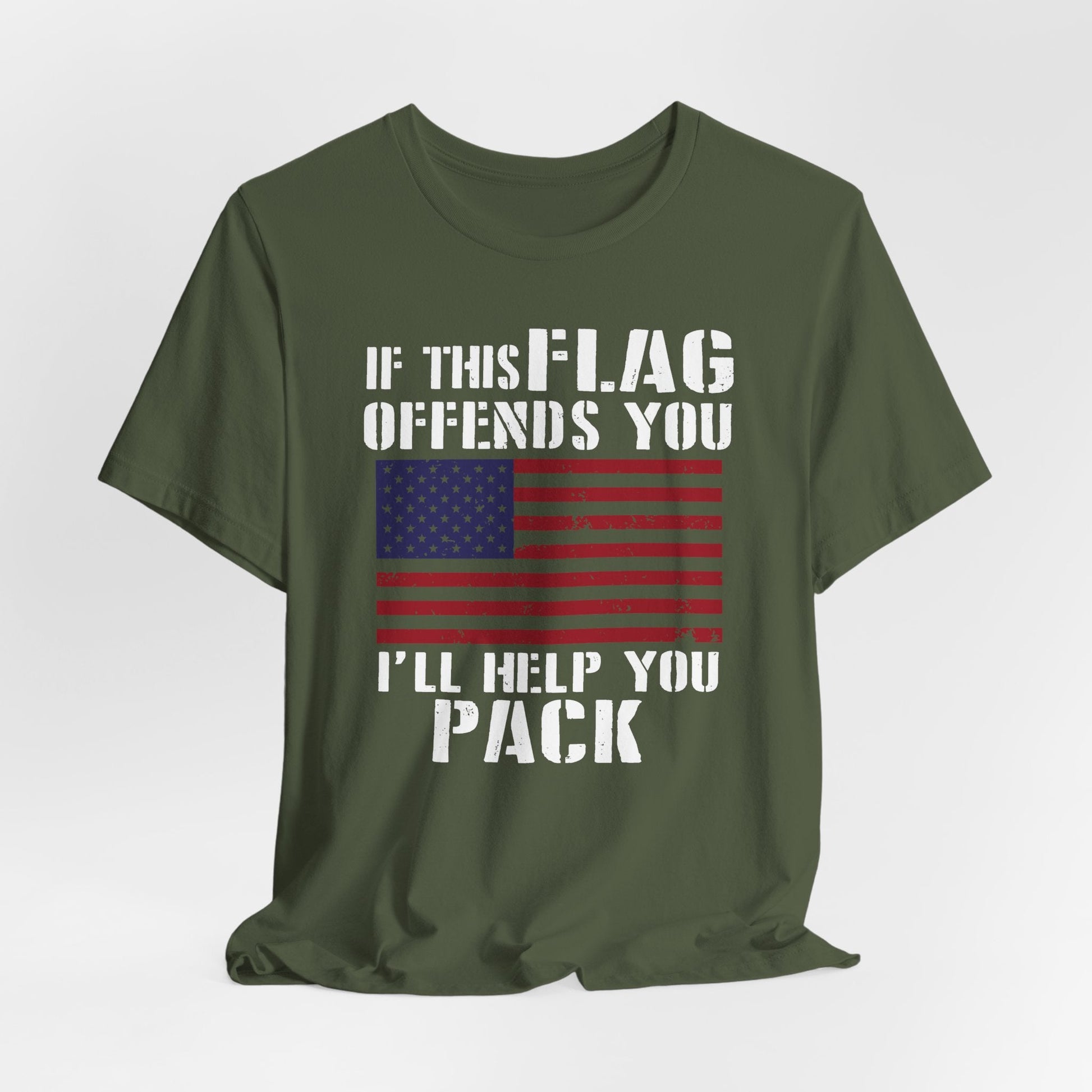 If This Flag Offends You I'll Help You Pack Patriotic T-Shirt, American Flag Gift, Patriotic Apparel, Red White Blue Tee