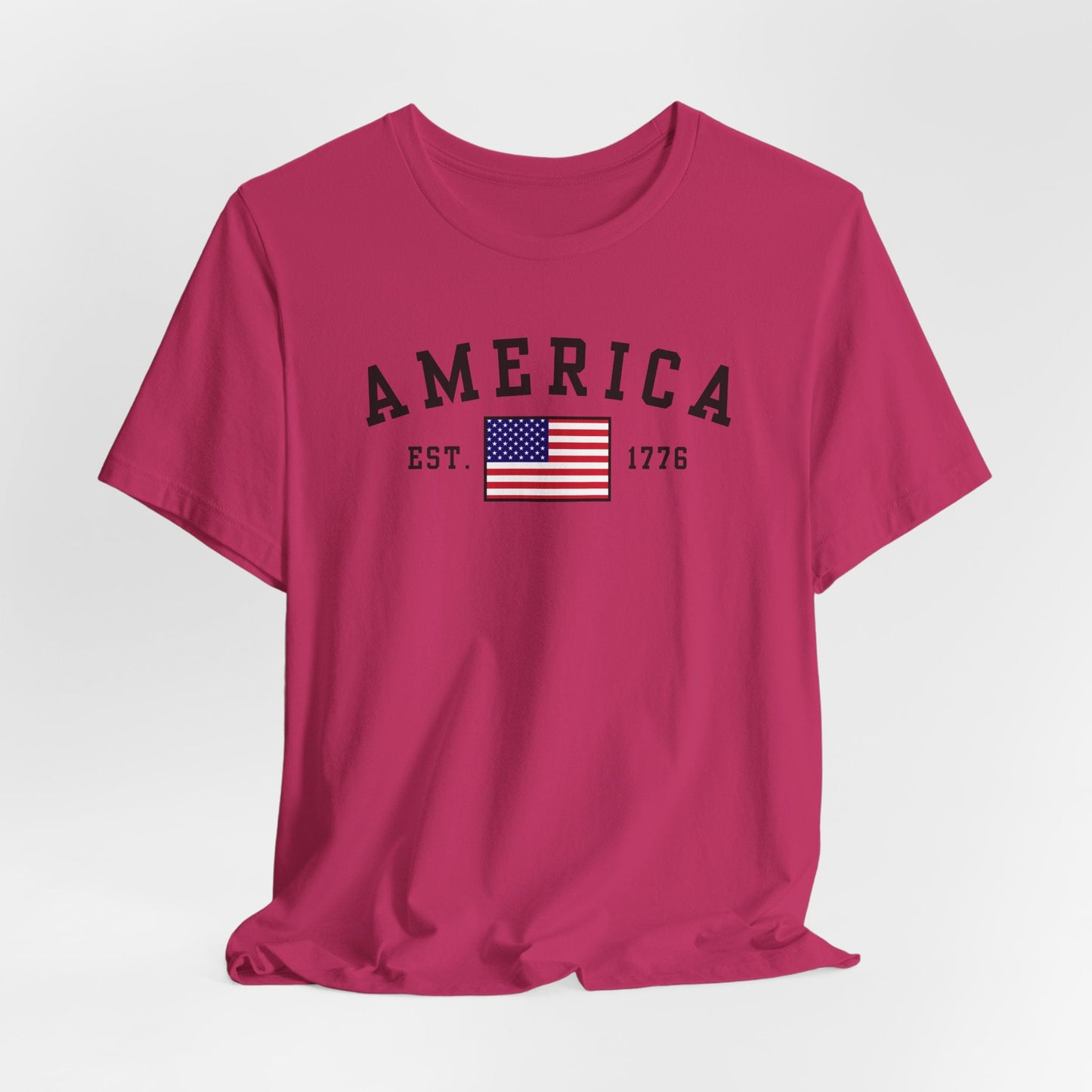 America Est 1776 Patriotic Unisex T-Shirt (Black Print) Celebrate Freedom and Liberty, Independence Day Shirt