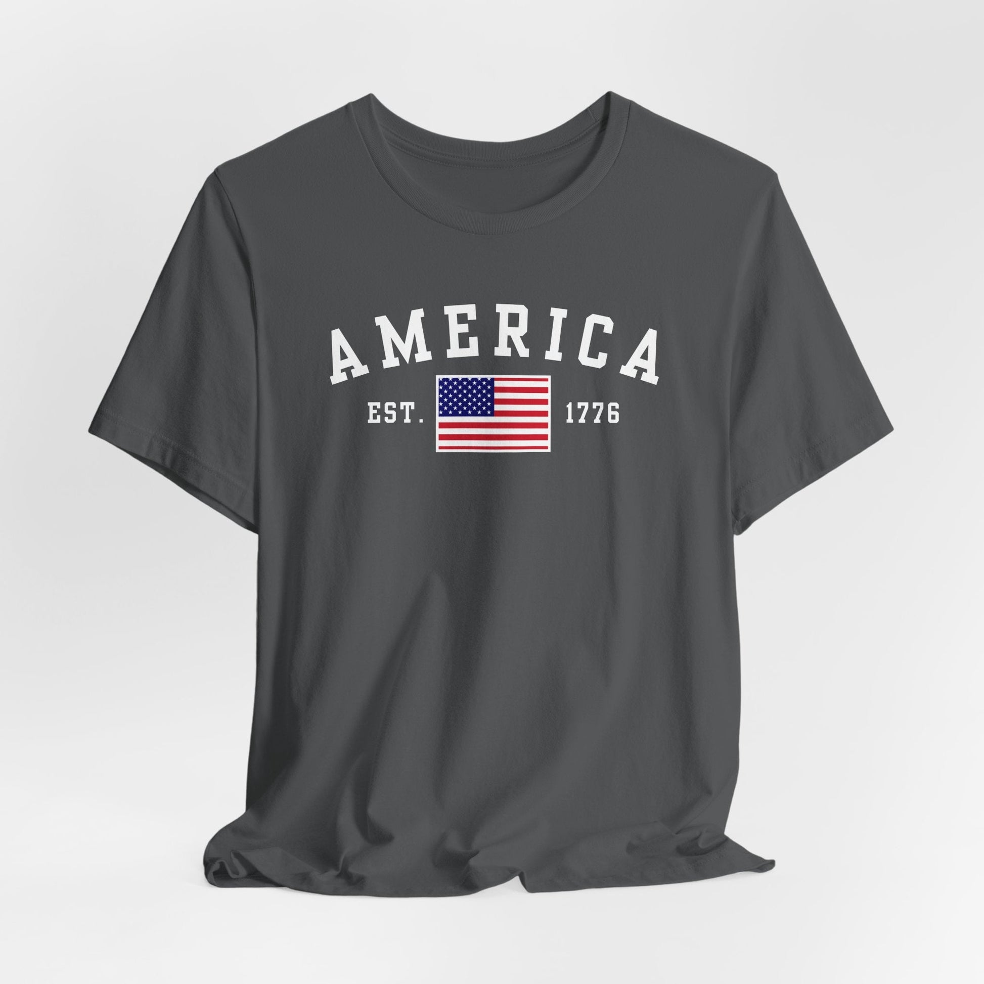 America Est 1776 Patriotic Unisex T-Shirt (White Print) Celebrate Freedom and Liberty, USA Tee, Independence Day Shirt
